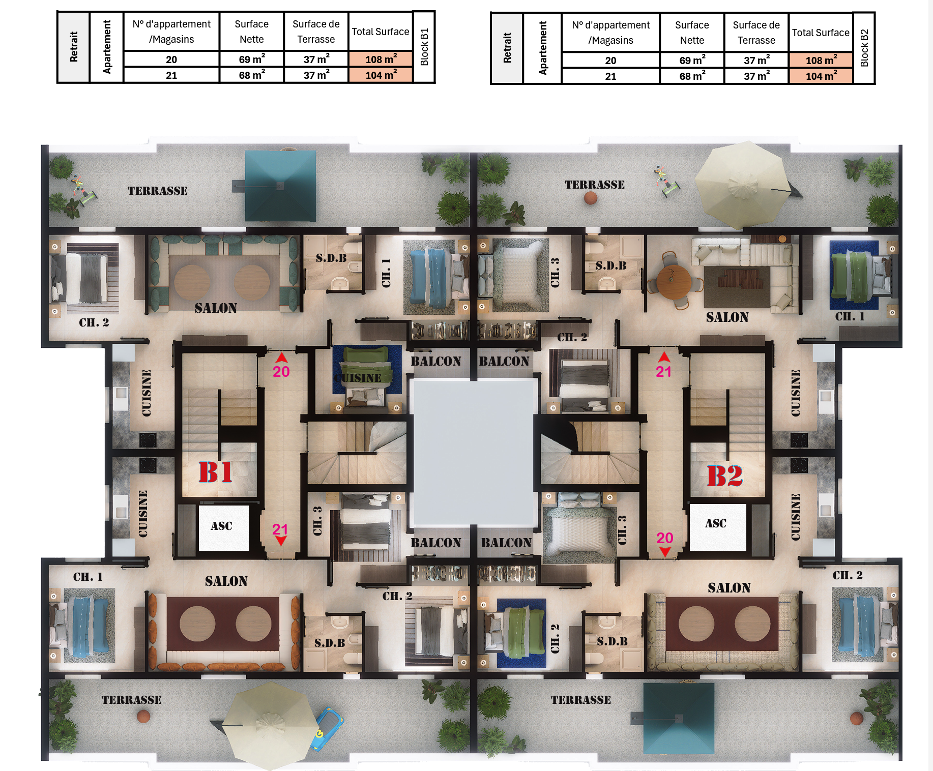 Nieuwbouw Appartement Gueznaia Tanger